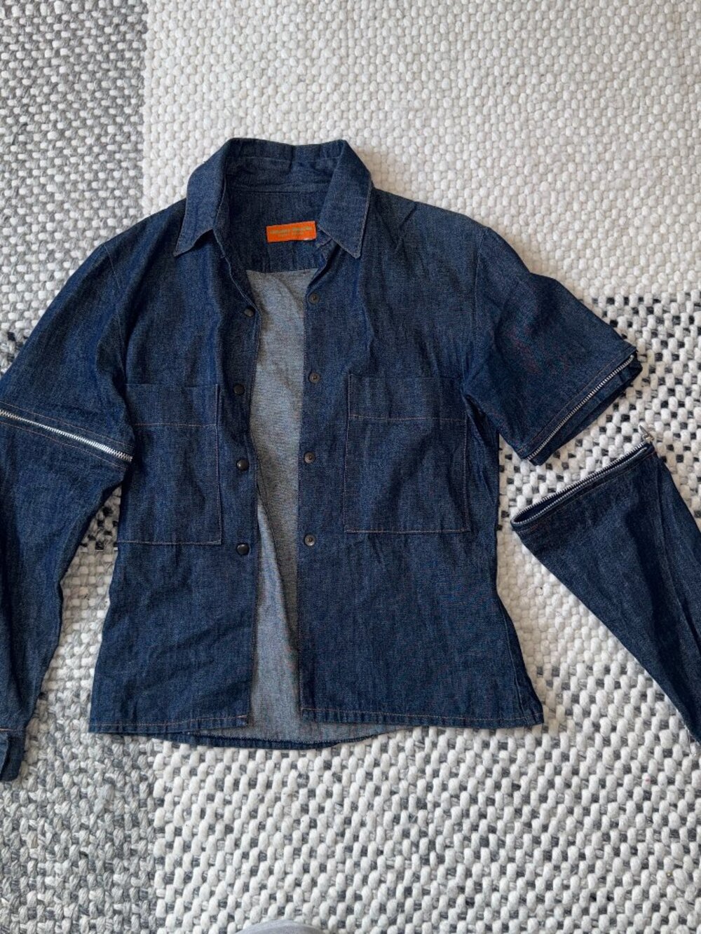 Rare Mickey Brazil 1990's Denim Button Up  Zipper Detachable Sleeve